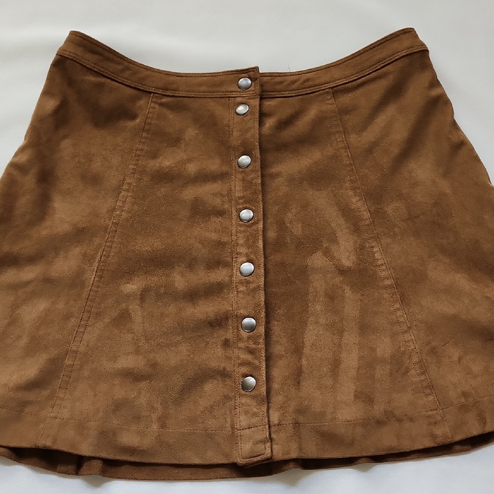 Abercrombie & Fitch Tan Button-Front Mini Skirt